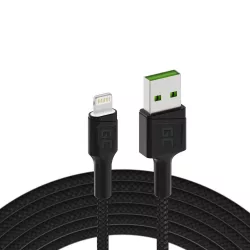   GreenCell kábel Ray USB-A Lightning Fehér LED 120cm support Apple 2.4A gyorstöltő