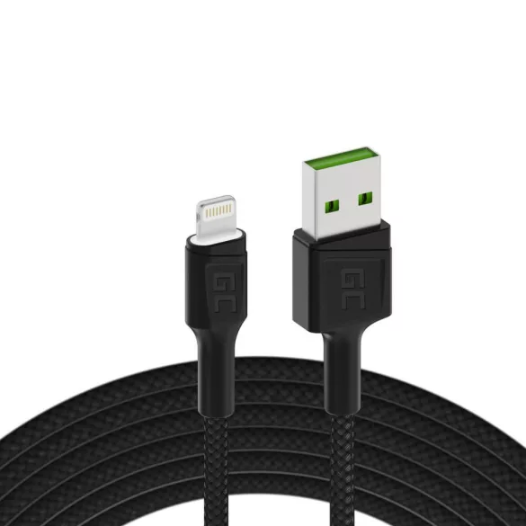 GreenCell kábel Ray USB-A Lightning Fehér LED 120cm support Apple 2.4A gyorstöltő - GreenCell
