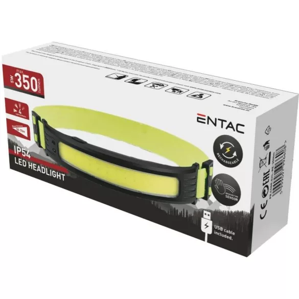 Entac fejlámpa 5W COB LED beépített akkuval
