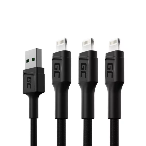 GreenCell kábel Ray USB Lightning 120cm iPhone iPad iPod Fehér LED gyorstöltő - GreenCell