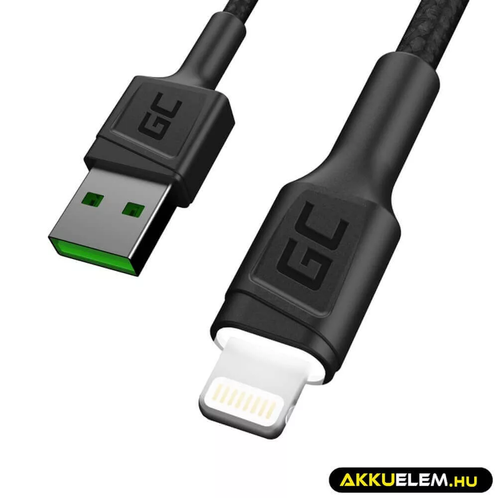 GreenCell kábel Ray USB Lightning 120cm iPhone iPad iPod Fehér LED gyorstöltő