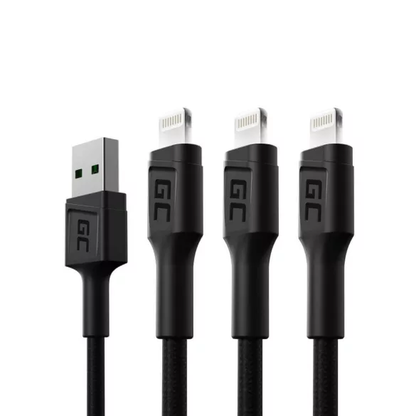 GreenCell kábel Ray Lightning 200cm Fehér LED gyorstöltő Apple 2.4A - GreenCell