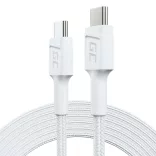 GreenCell kábel Fehér USB-C Type C 2m PowerStream gyorstöltő Power Delivery 60W Ultra Charge Quick Charge 3.0 - GreenCell