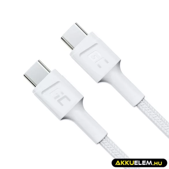 GreenCell kábel Fehér USB-C Type C 2m PowerStream gyorstöltő Power Delivery 60W Ultra Charge Quick Charge 3.0 - GreenCell