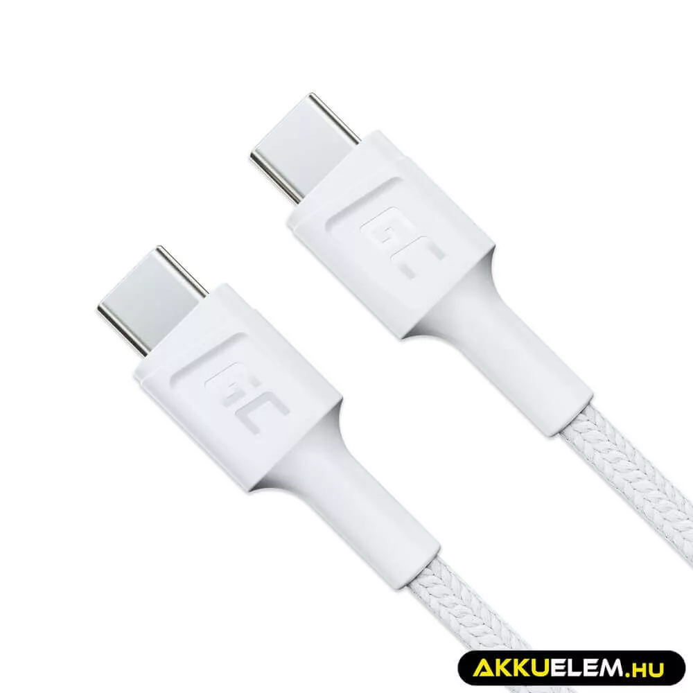 GreenCell kábel Fehér USB-C Type C 30cm PowerStream gyorstöltő Power Delivery 60W Ultra Charge Quick Charge 3.0