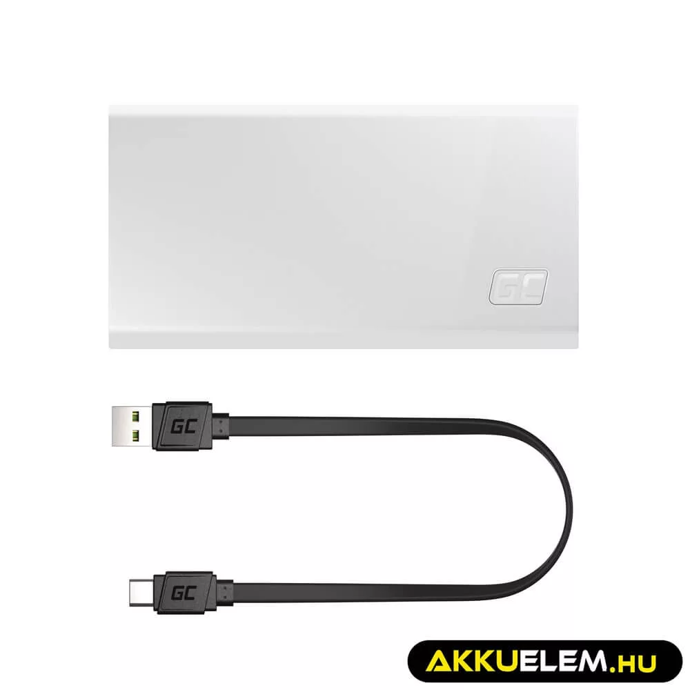 GreenCell PowerPlay 20S Fehér Power Bank 20000mAh 22.5W PD USB C gyorstöltő Portable Phone töltő iPhone 15 14