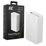 GreenCell PowerPlay 30 Fehér power bank 30 000mAh 22.5W 4 port - GreenCell