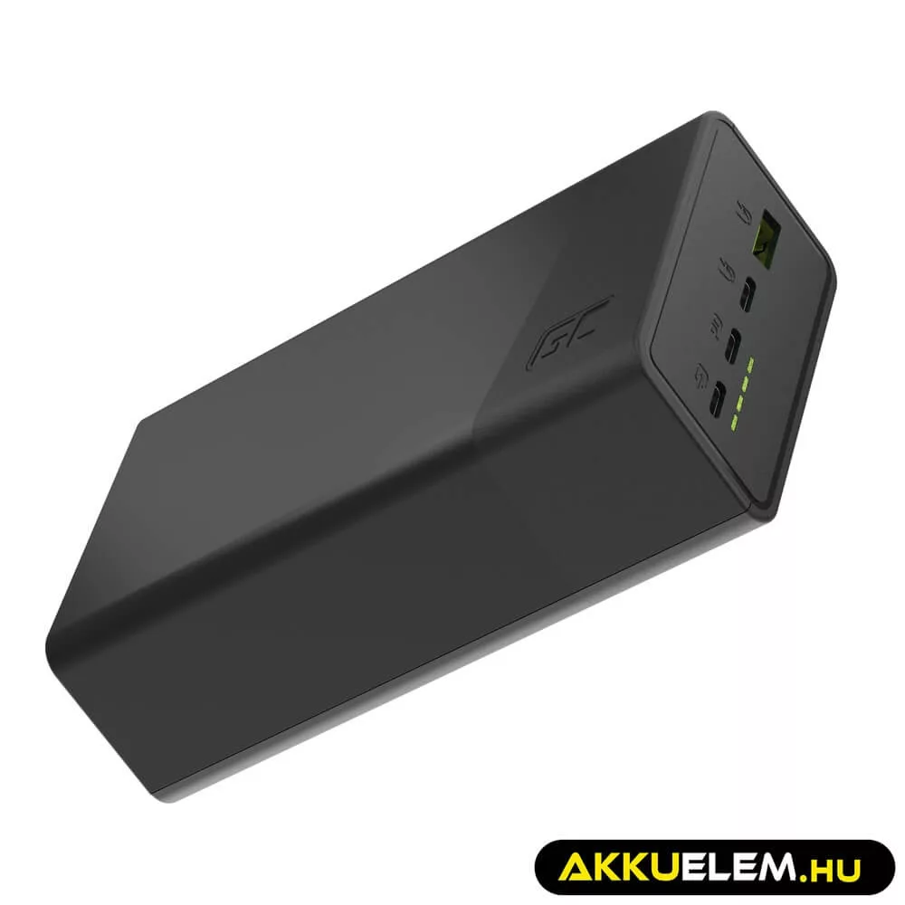 GreenCell PowerPlay 30 fekete powerbank 30 000mAh 22.5W 4 port