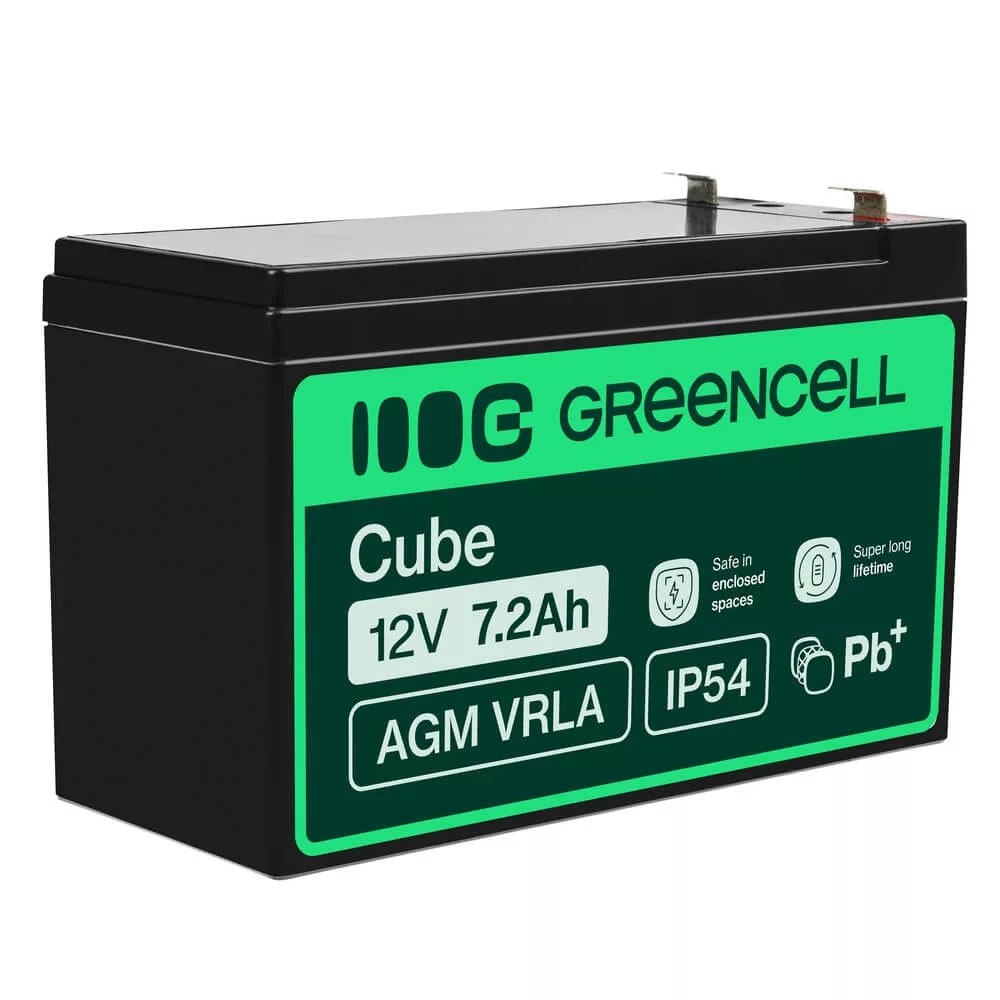 GreenCell AGM VRLA 12V 7.2Ah akkumulátor riasztókhoz