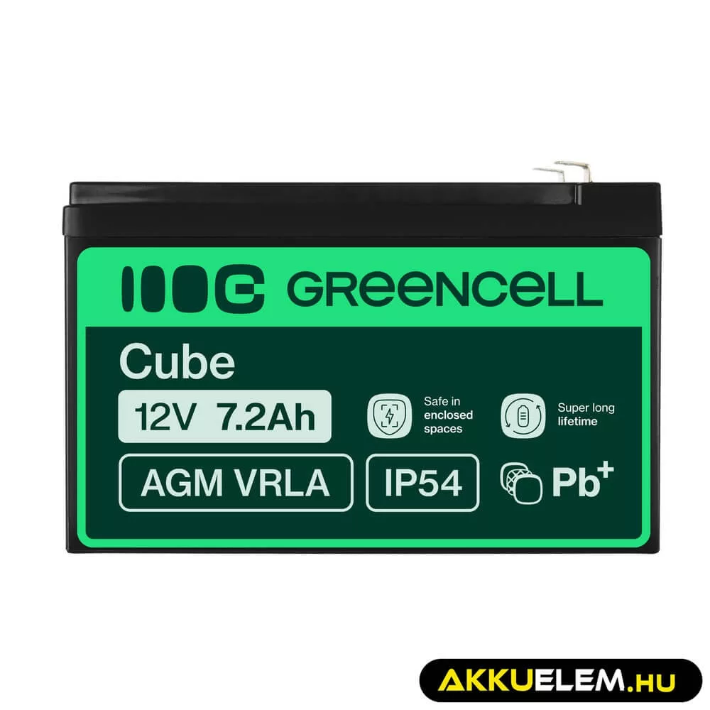 GreenCell AGM VRLA 12V 7.2Ah akkumulátor riasztókhoz