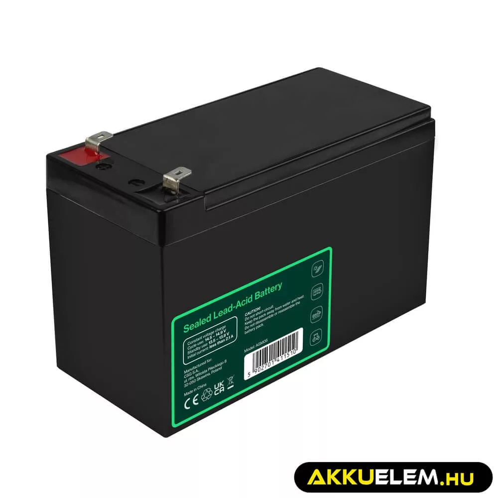 GreenCell AGM VRLA 12V 7.2Ah akkumulátor riasztókhoz