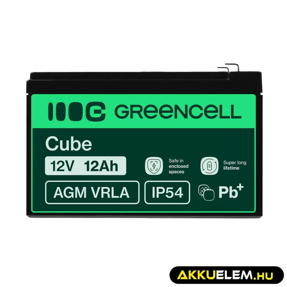 GreenCell AGM VRLA 12V 12Ah akkumulátor riasztókhoz