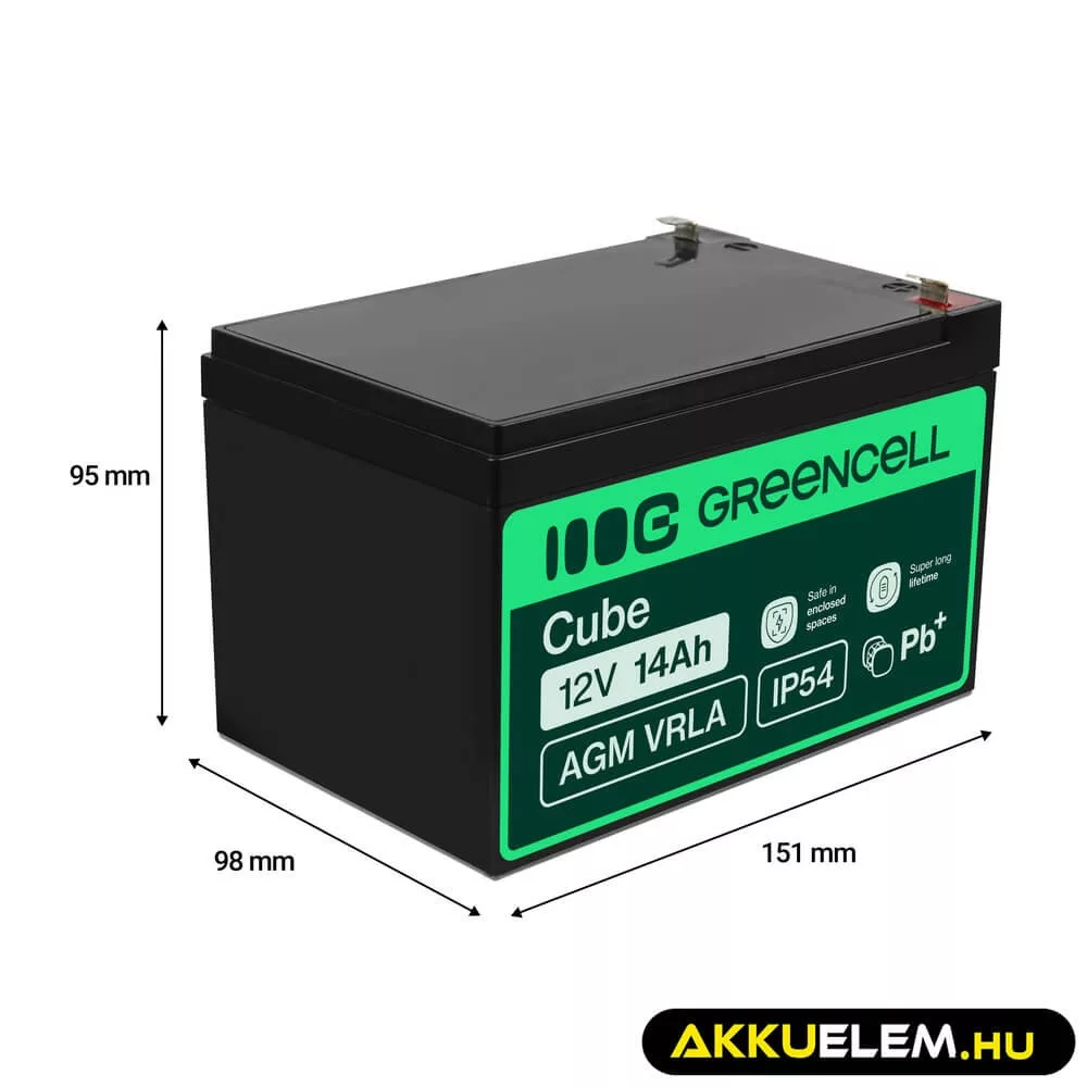 GreenCell AGM VRLA 12V 14Ah akkumulátor riasztókhoz