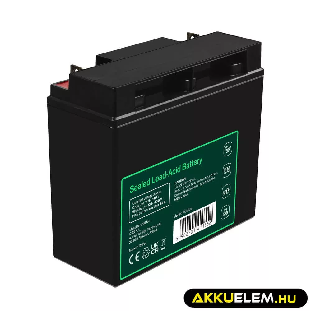 GreenCell AGM VRLA 12V 18Ah akkumulátor fűnyírókhoz robogókhoz hajókhoz