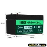 GreenCell AGM VRLA 12V 1.2Ah zselés akkumulátor - GreenCell