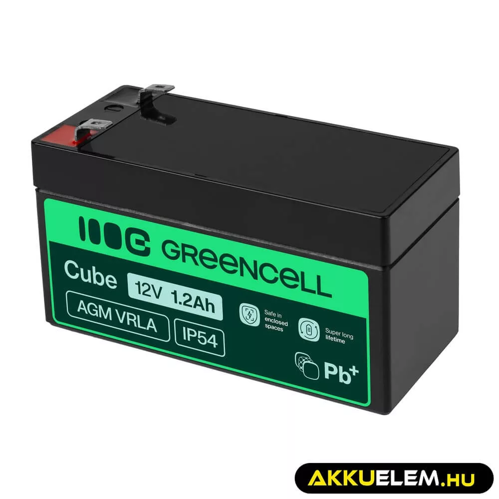 GreenCell AGM VRLA 12V 1.2Ah akkumulátor riasztókhoz