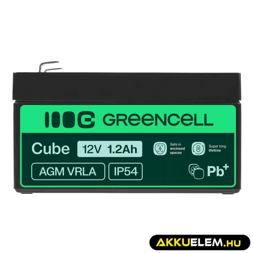 GreenCell AGM VRLA 12V 1.2Ah akkumulátor riasztókhoz