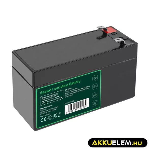 GreenCell AGM VRLA 12V 1.2Ah zselés akkumulátor - GreenCell