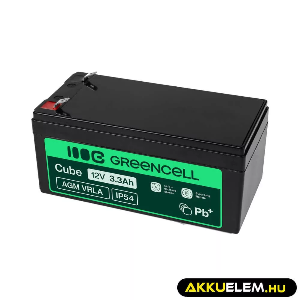GreenCell AGM VRLA 12V 3.3Ah akkumulátor riasztókhoz