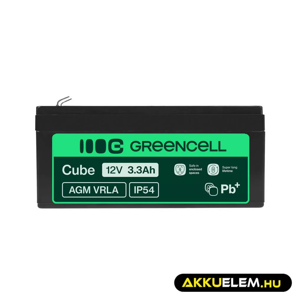 GreenCell AGM VRLA 12V 3.3Ah akkumulátor riasztókhoz