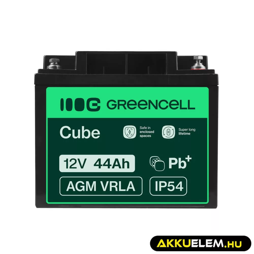 GreenCell AGM VRLA 12V 44Ah akkumulátor fűnyírókhoz robogókhoz hajókhoz