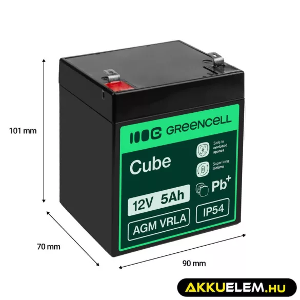 GreenCell AGM VRLA 12V 5Ah zselés akkumulátor - GreenCell