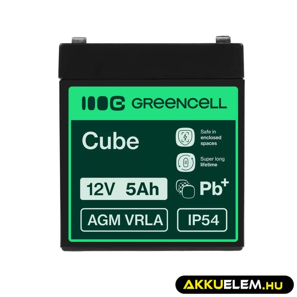 GreenCell AGM VRLA 12V 5Ah akkumulátor riasztókhoz