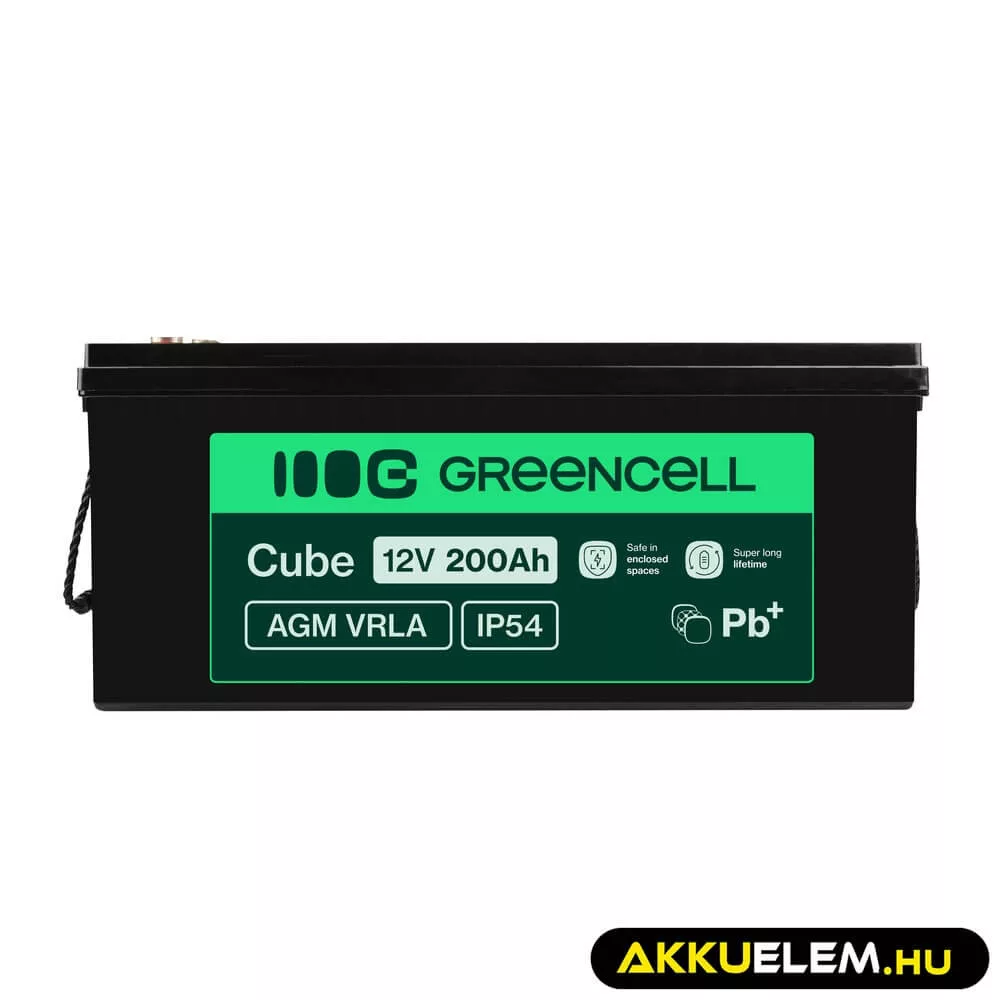 GreenCell AGM VRLA 12V 200Ah akkumulátor napelemes rendszerekhez hajókhoz