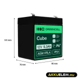 GreenCell AGM VRLA 12V 5.3Ah zselés akkumulátor - GreenCell