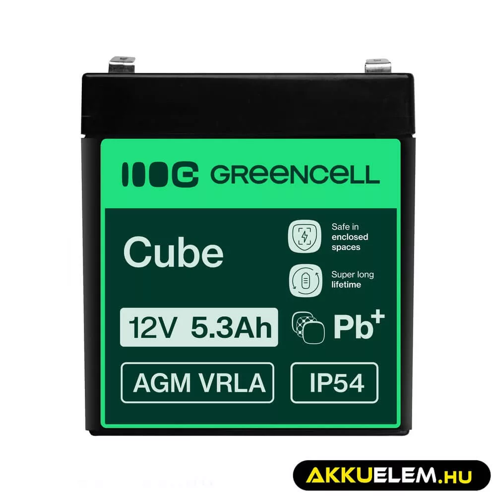 GreenCell AGM VRLA 12V 5.3Ah akkumulátor riasztókhoz