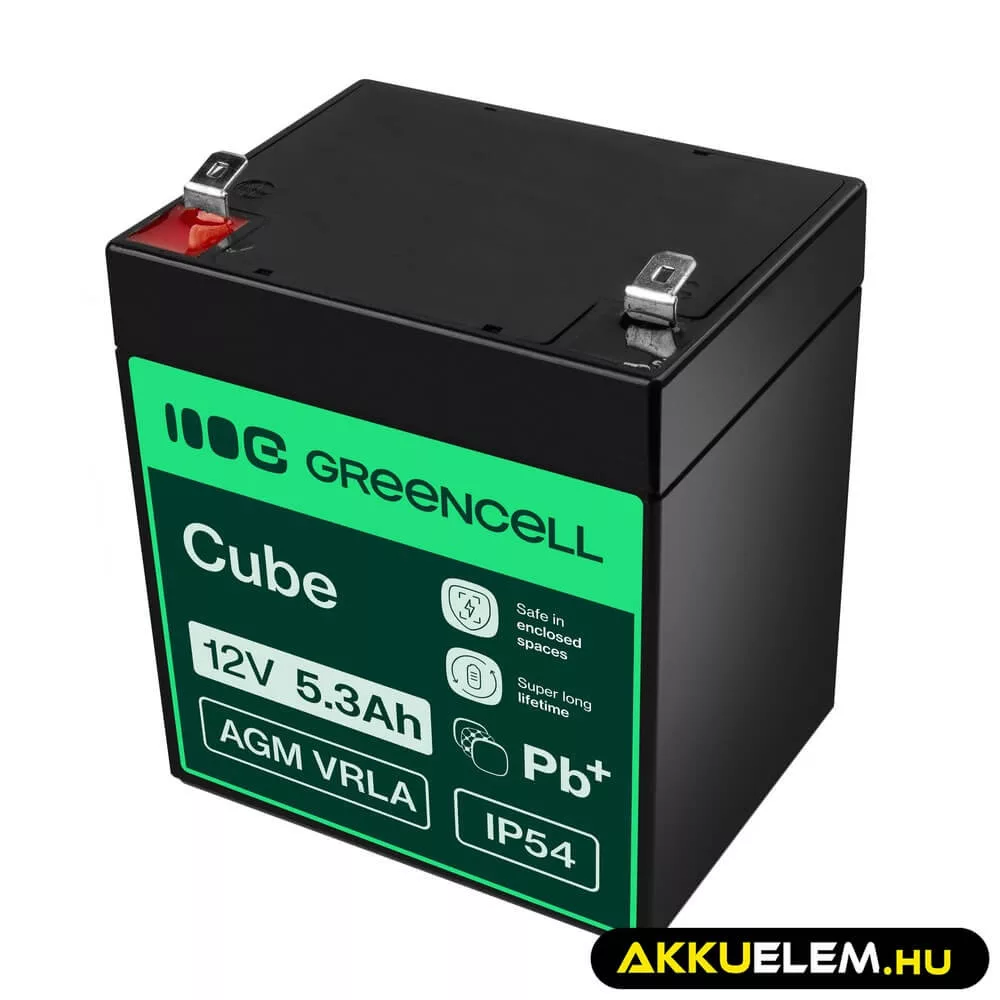 GreenCell AGM VRLA 12V 5.3Ah akkumulátor riasztókhoz