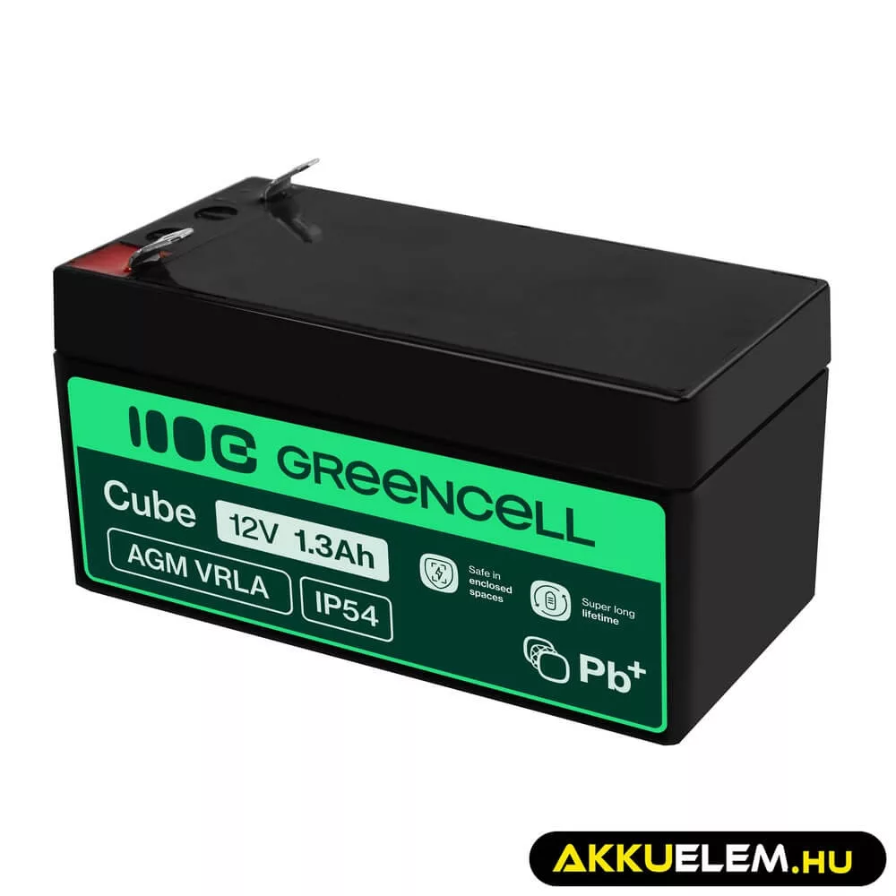 GreenCell AGM VRLA 12V 1.3Ah akkumulátor riasztókhoz