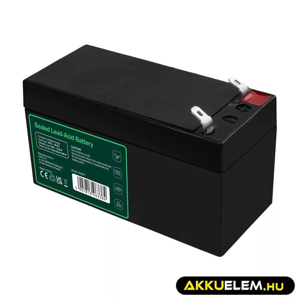 GreenCell AGM VRLA 12V 1.3Ah akkumulátor riasztókhoz