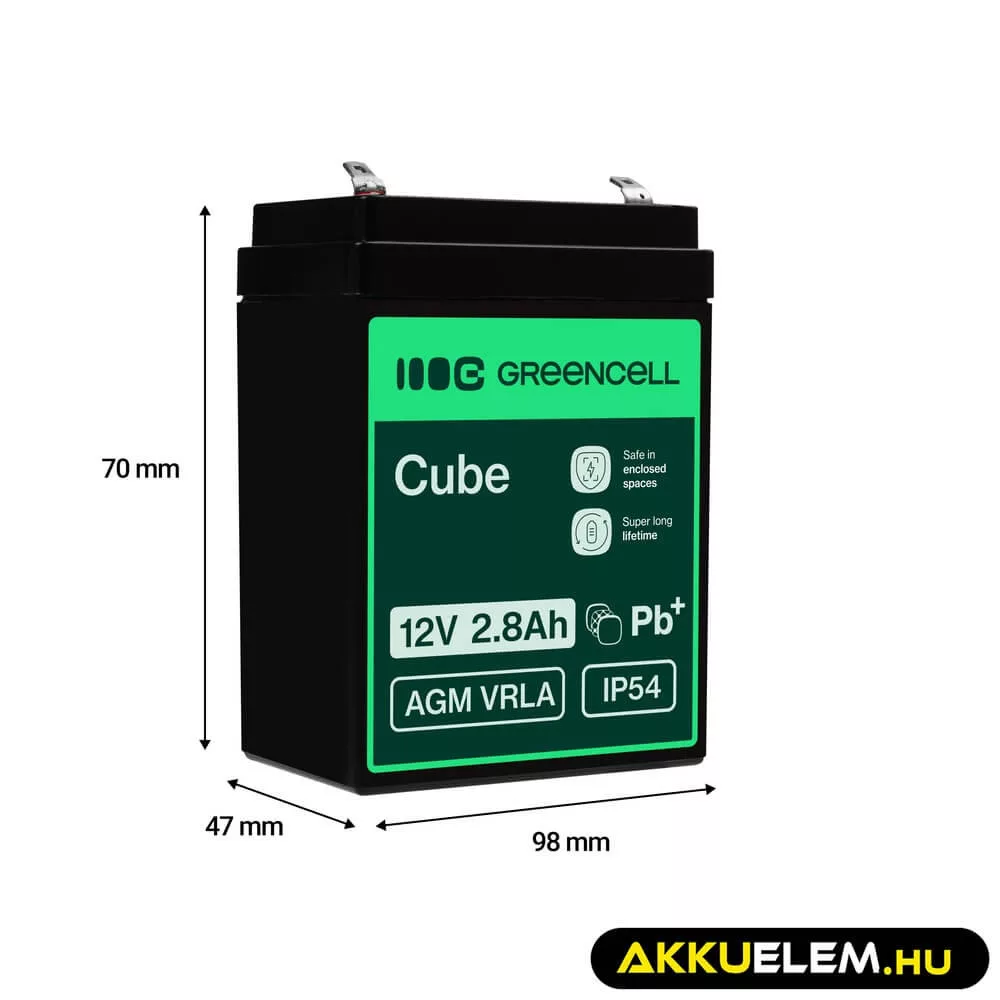 GreenCell AGM VRLA 12V 2.8Ah akkumulátor riasztókhoz
