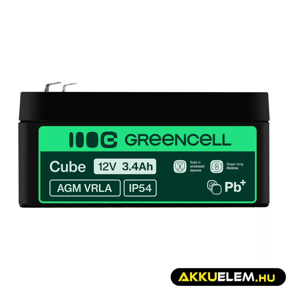 GreenCell AGM VRLA 12V 3.4Ah akkumulátor riasztókhoz