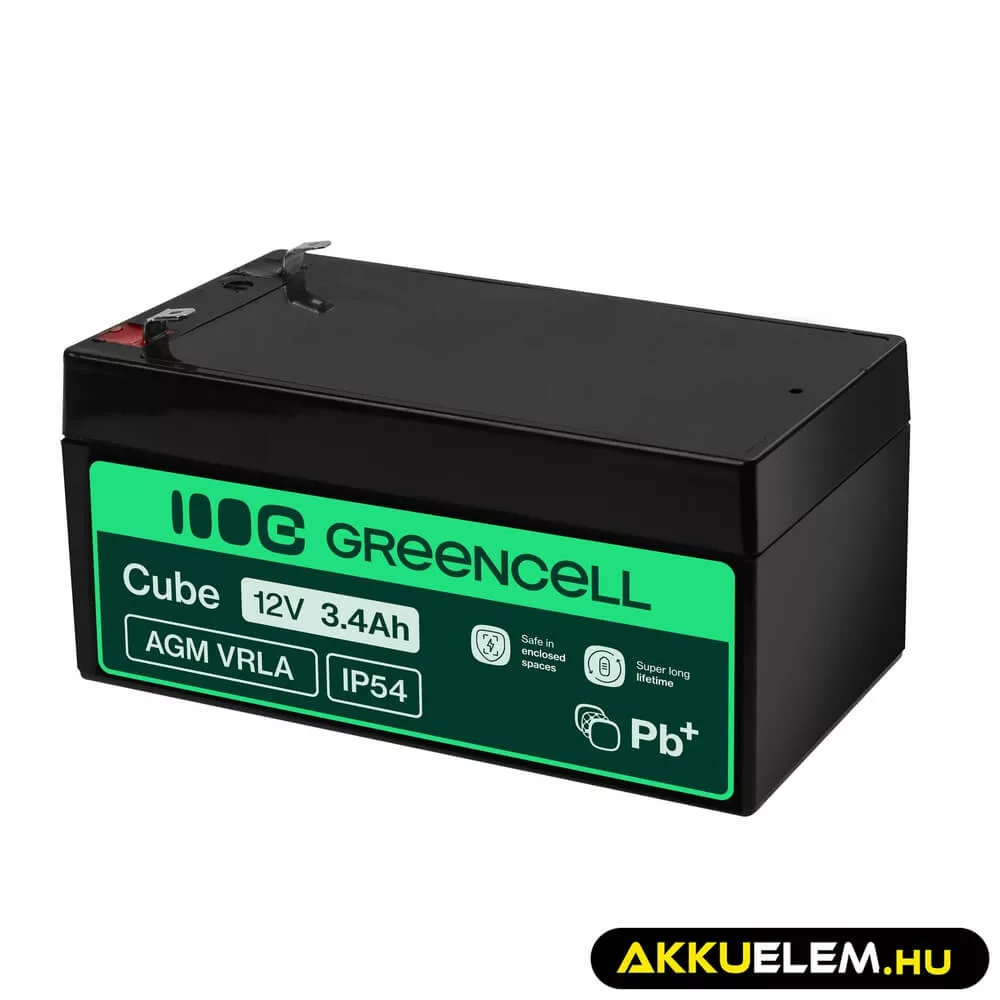 GreenCell AGM VRLA 12V 3.4Ah akkumulátor riasztókhoz