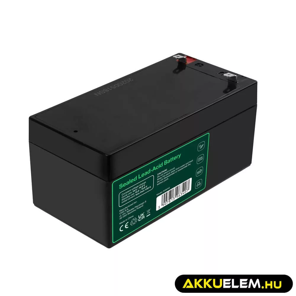 GreenCell AGM VRLA 12V 3.4Ah akkumulátor riasztókhoz