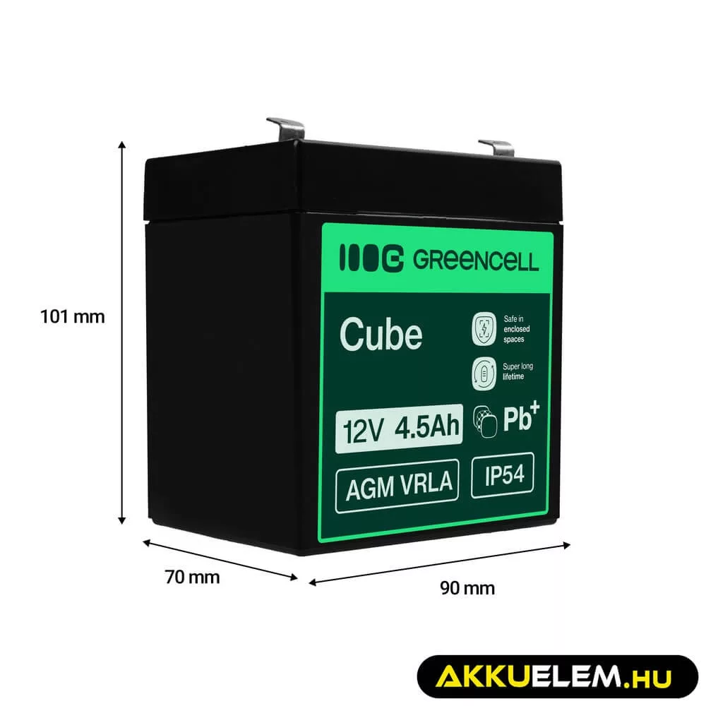 GreenCell AGM VRLA 12V 4.5Ah akkumulátor szünetmentes egységekhez