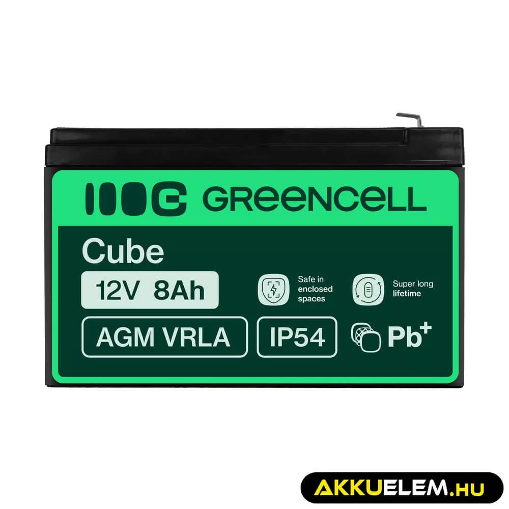 GreenCell AGM VRLA 12V 8Ah akkumulátor riasztókhoz