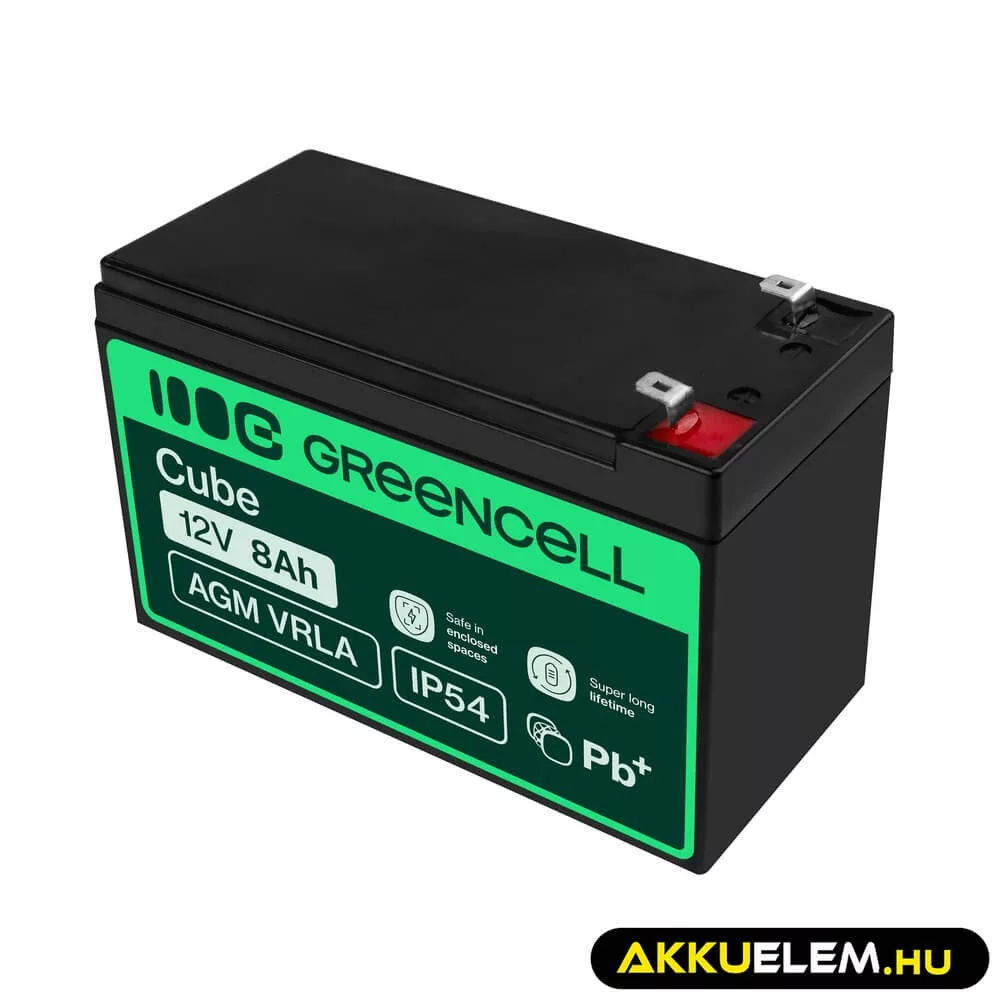 GreenCell AGM VRLA 12V 8Ah akkumulátor riasztókhoz