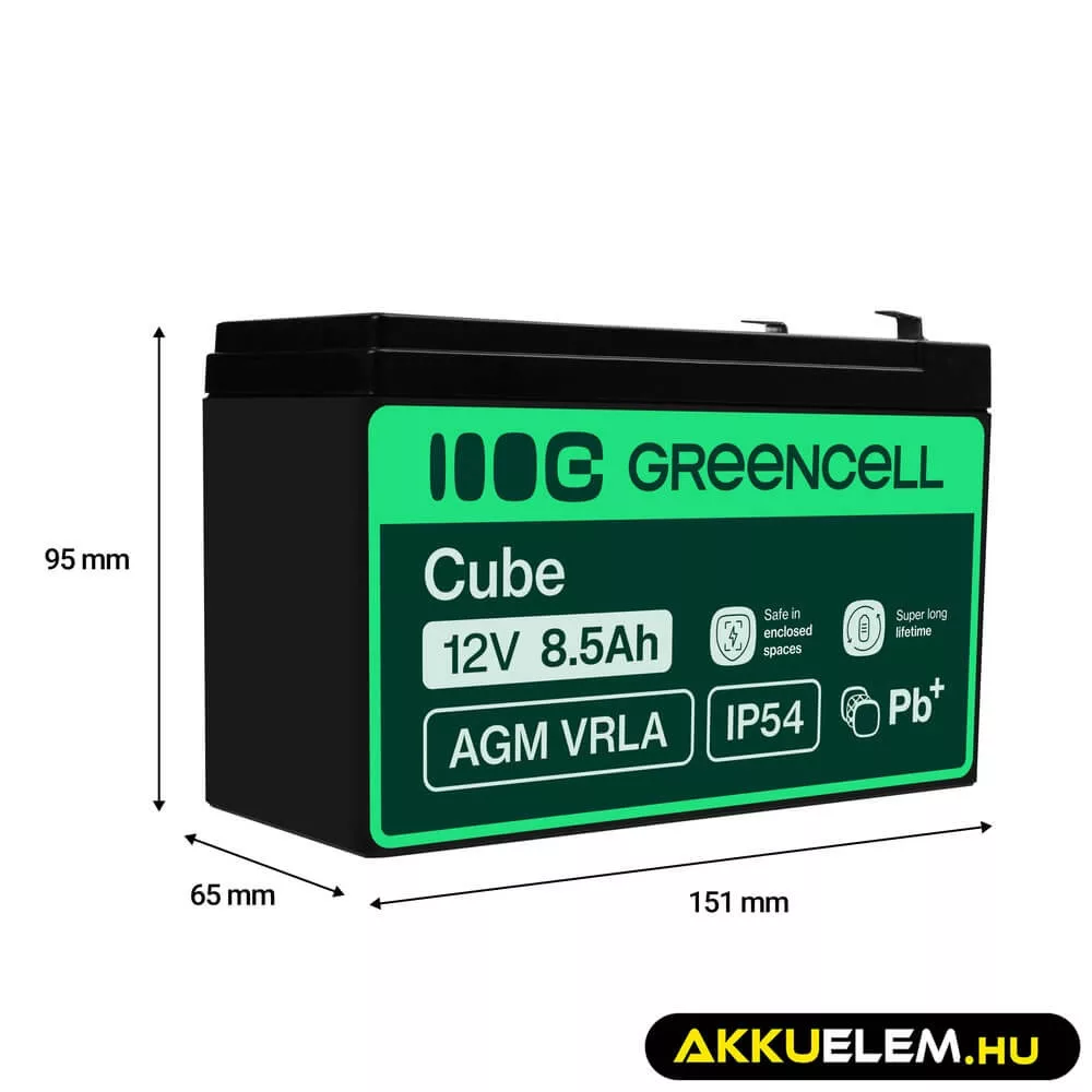 GreenCell AGM VRLA 12V 8.5Ah akkumulátor riasztókhoz