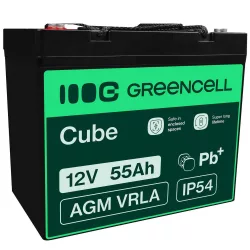   GreenCell AGM VRLA 12V 55Ah akkumulátor fűnyírókhoz robogókhoz hajókhoz
