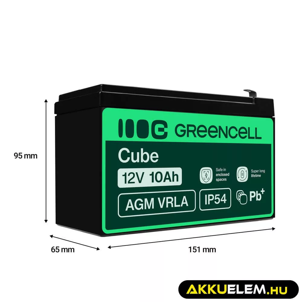 GreenCell AGM VRLA 12V 10Ah akkumulátor szünetmentes egységekhez