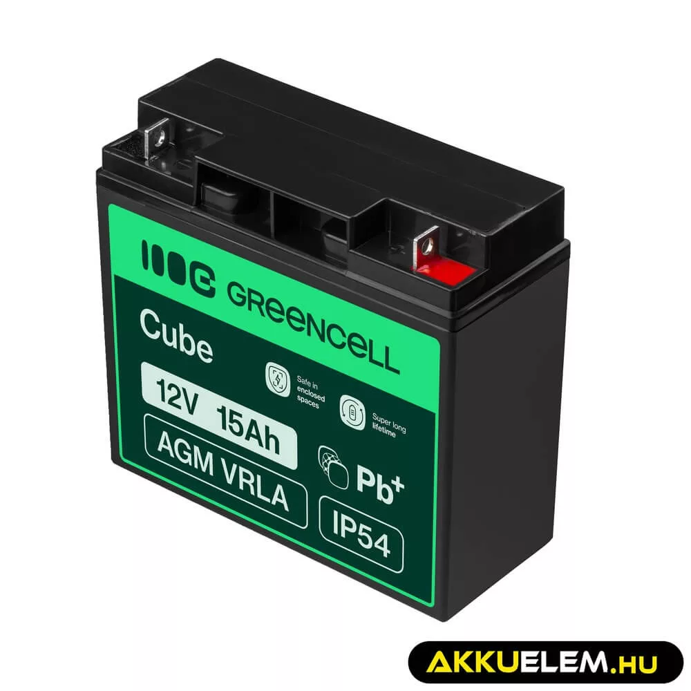 GreenCell AGM VRLA 12V 15Ah akkumulátor riasztókhoz