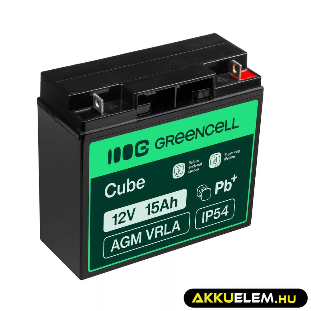 GreenCell AGM VRLA 12V 15Ah akkumulátor riasztókhoz