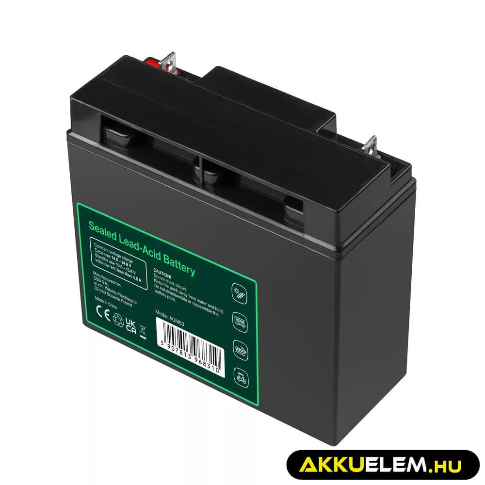 GreenCell AGM VRLA 12V 15Ah akkumulátor riasztókhoz