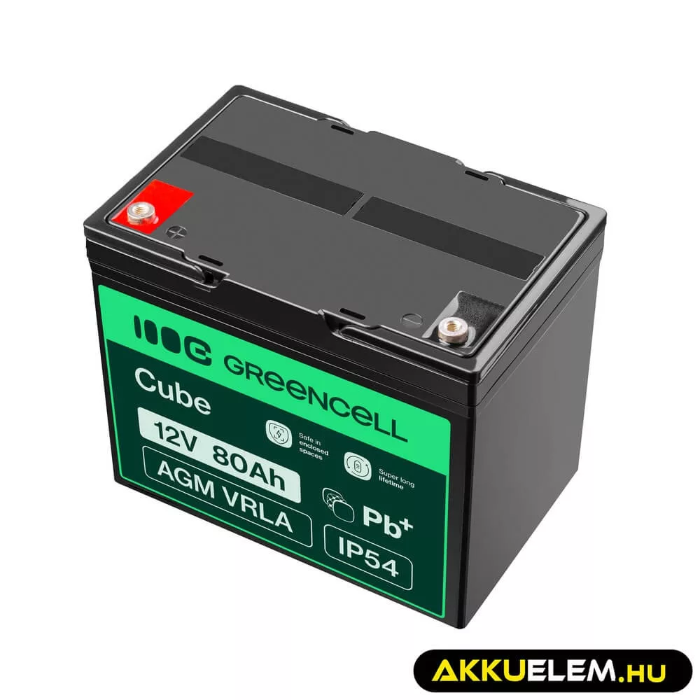 GreenCell AGM VRLA 12V 80Ah akkumulátor hajókhoz robogókhoz fűnyírókhoz