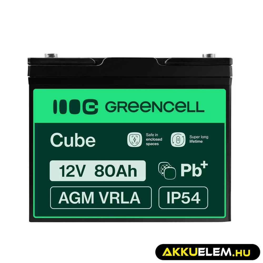GreenCell AGM VRLA 12V 80Ah akkumulátor hajókhoz robogókhoz fűnyírókhoz