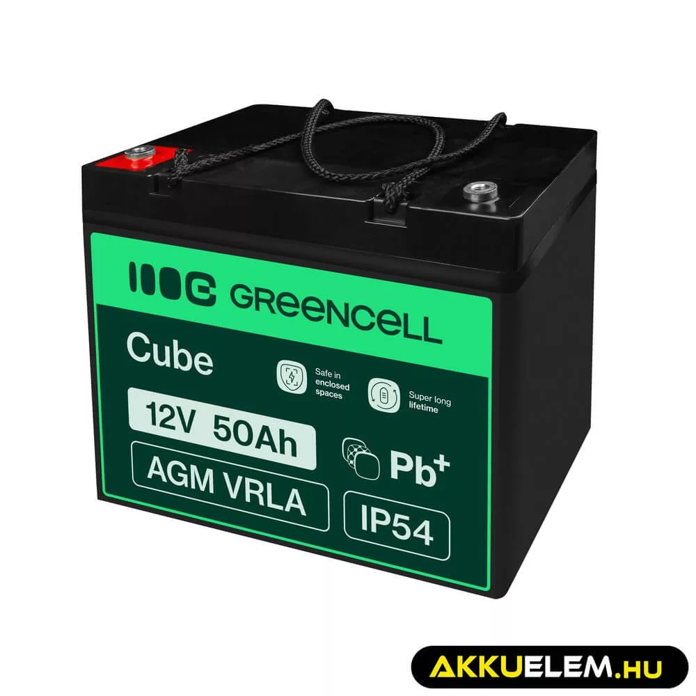 GreenCell AGM VRLA 12V 50Ah akkumulátor hajókhoz robogókhoz fűnyírókhoz