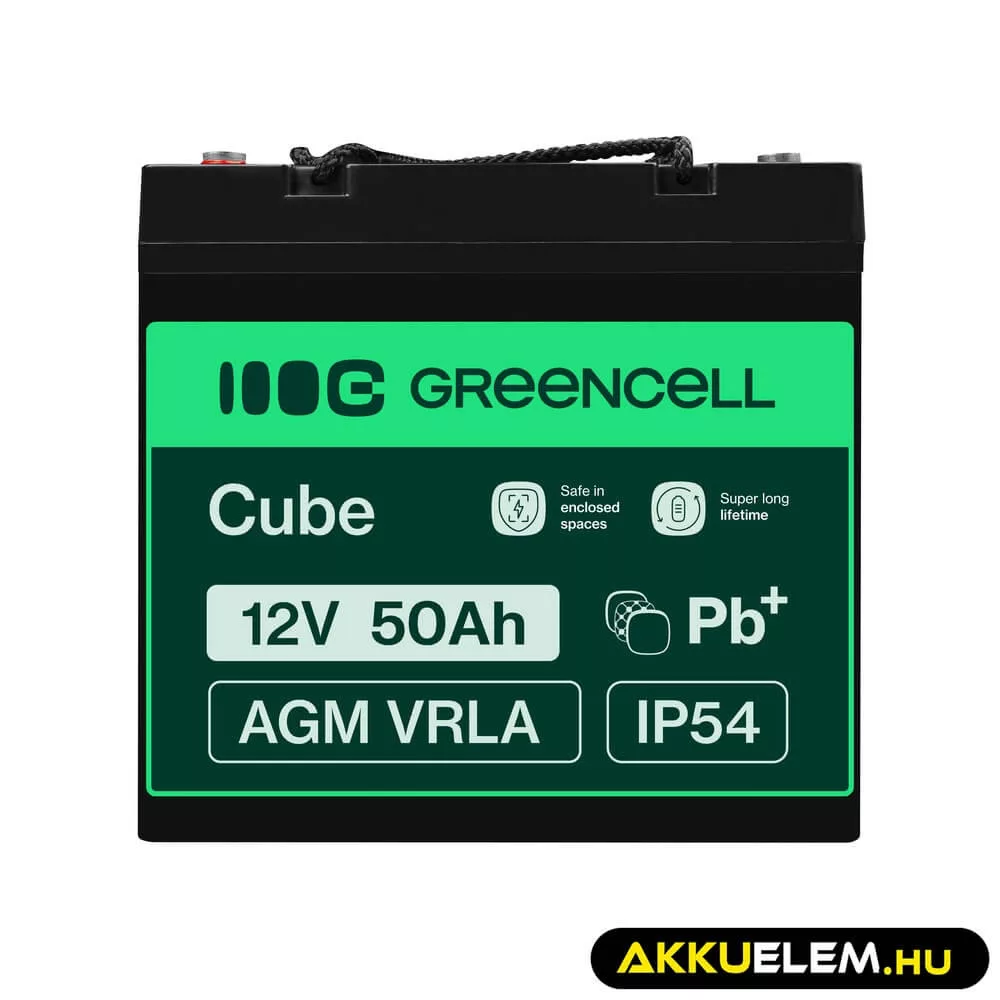 GreenCell AGM VRLA 12V 50Ah akkumulátor hajókhoz robogókhoz fűnyírókhoz